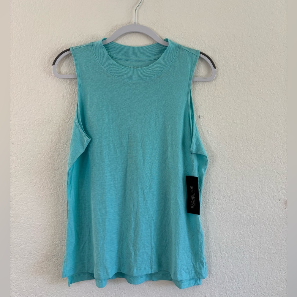 Rachel Zoe Turquoise Pima Cotton Sleeveless Tank Top L